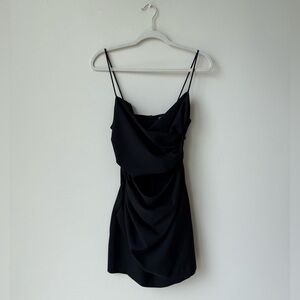 Zara Black Draped Cowl Mini Dress